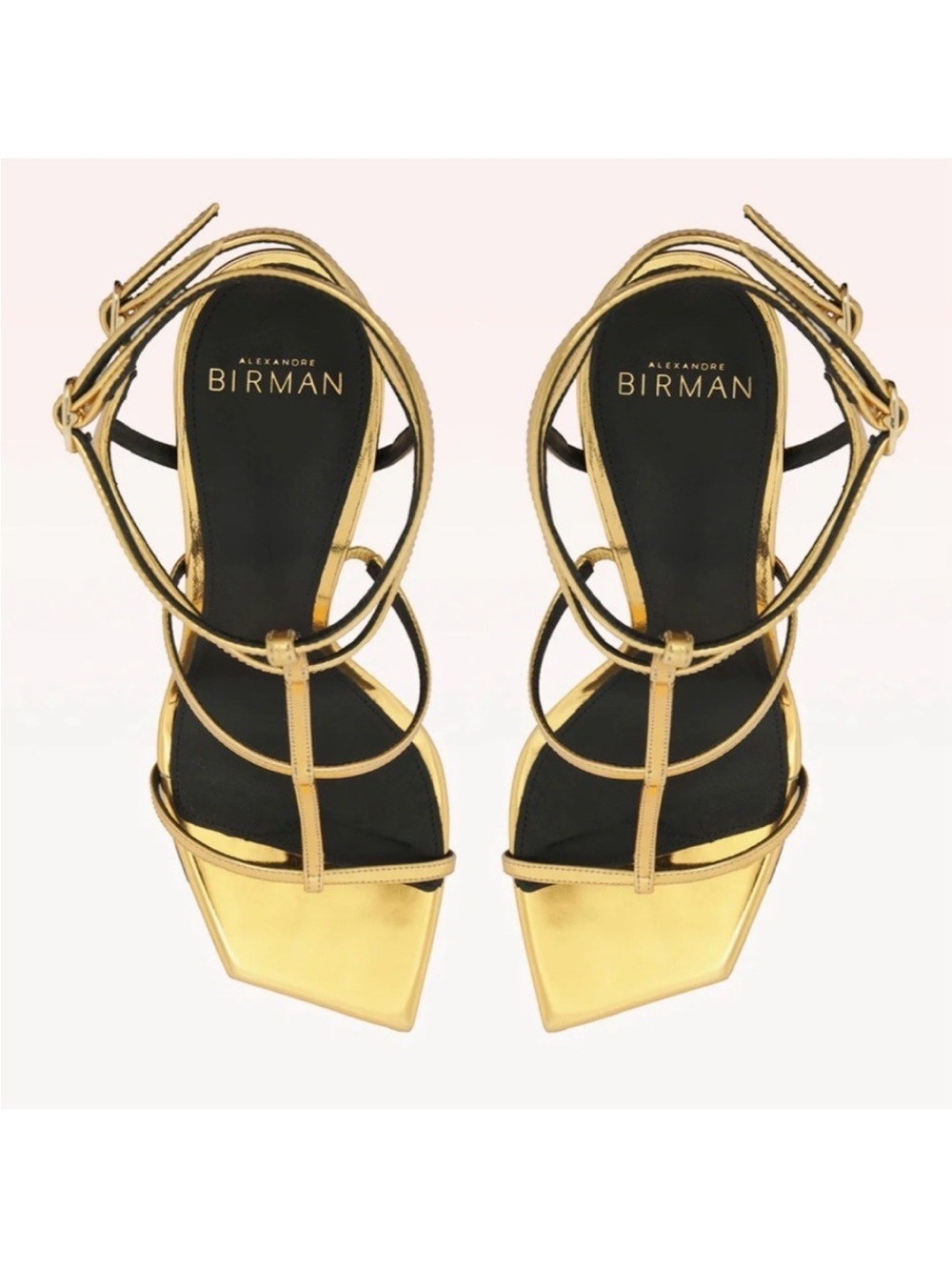 Alexandre Birman Metallic Gold Strappy High Heel Sandals